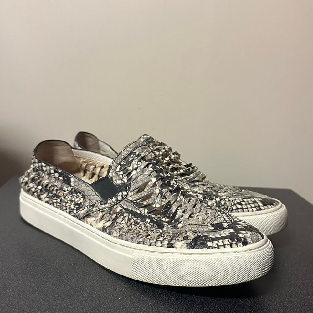 Tory Burch Huarache Weave Snakeskin Leather Slip On Sneaker Women's Size 9